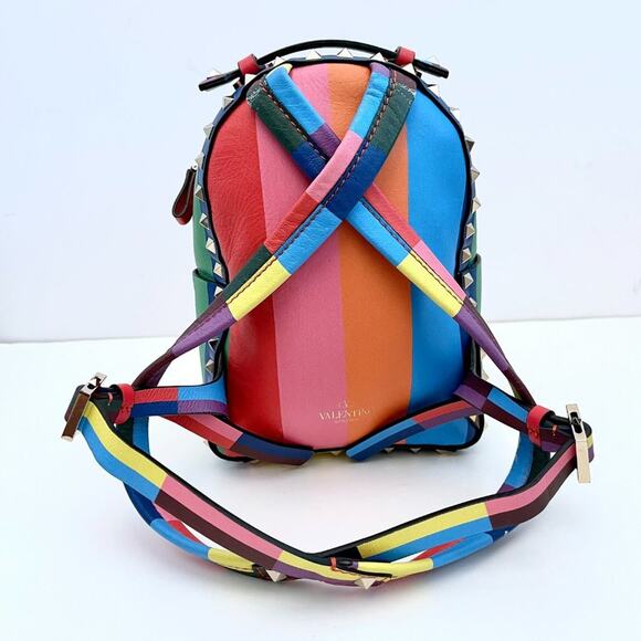 Valentino Rockstud 1973 Mini Backpack Rainbow Stripe Multicolor Resort 2015 - Picture 8 of 12